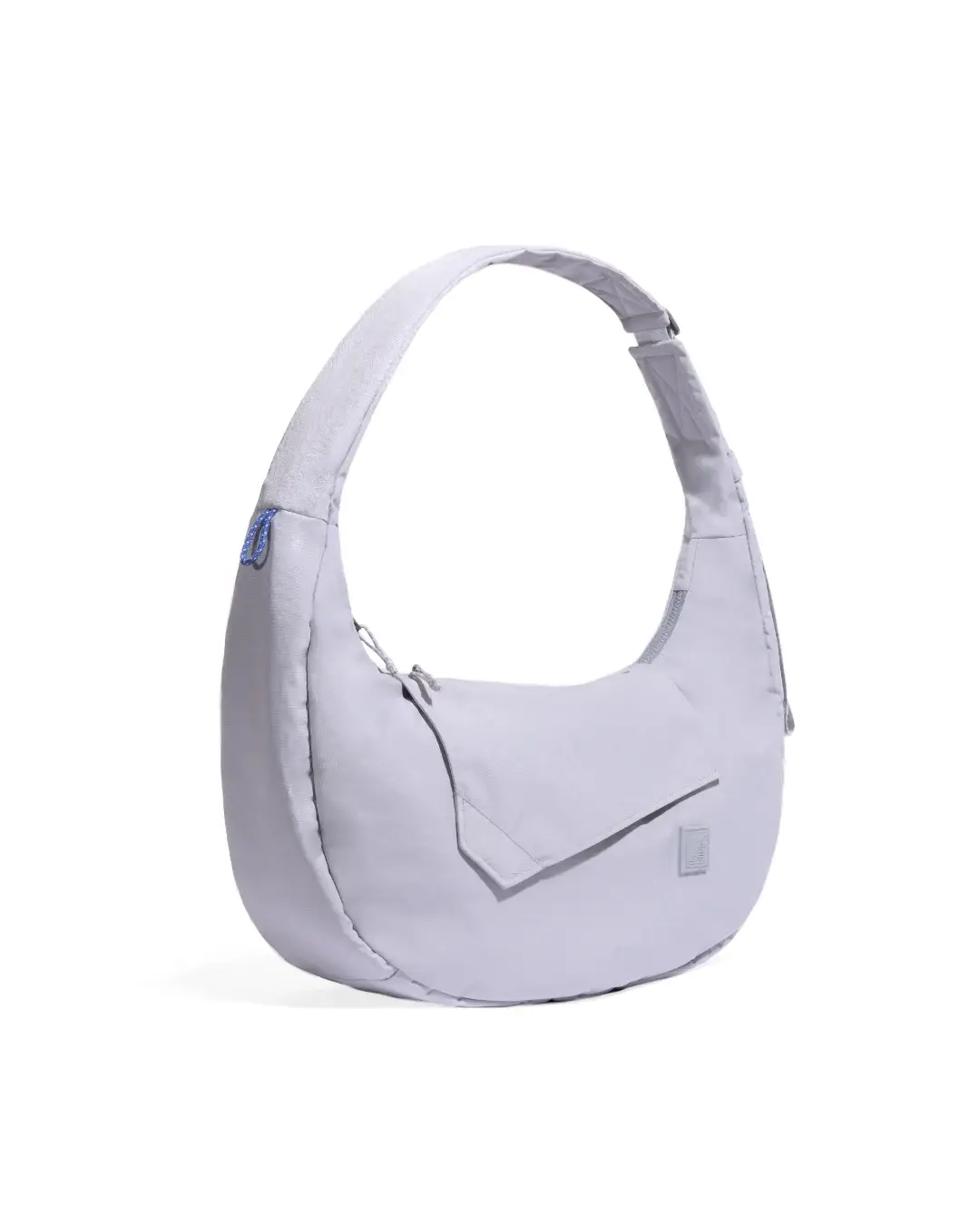 Rear angled view of SYMA Fable Sling Bag Light Grey highlighting smooth back panel. Minimalist tech messenger