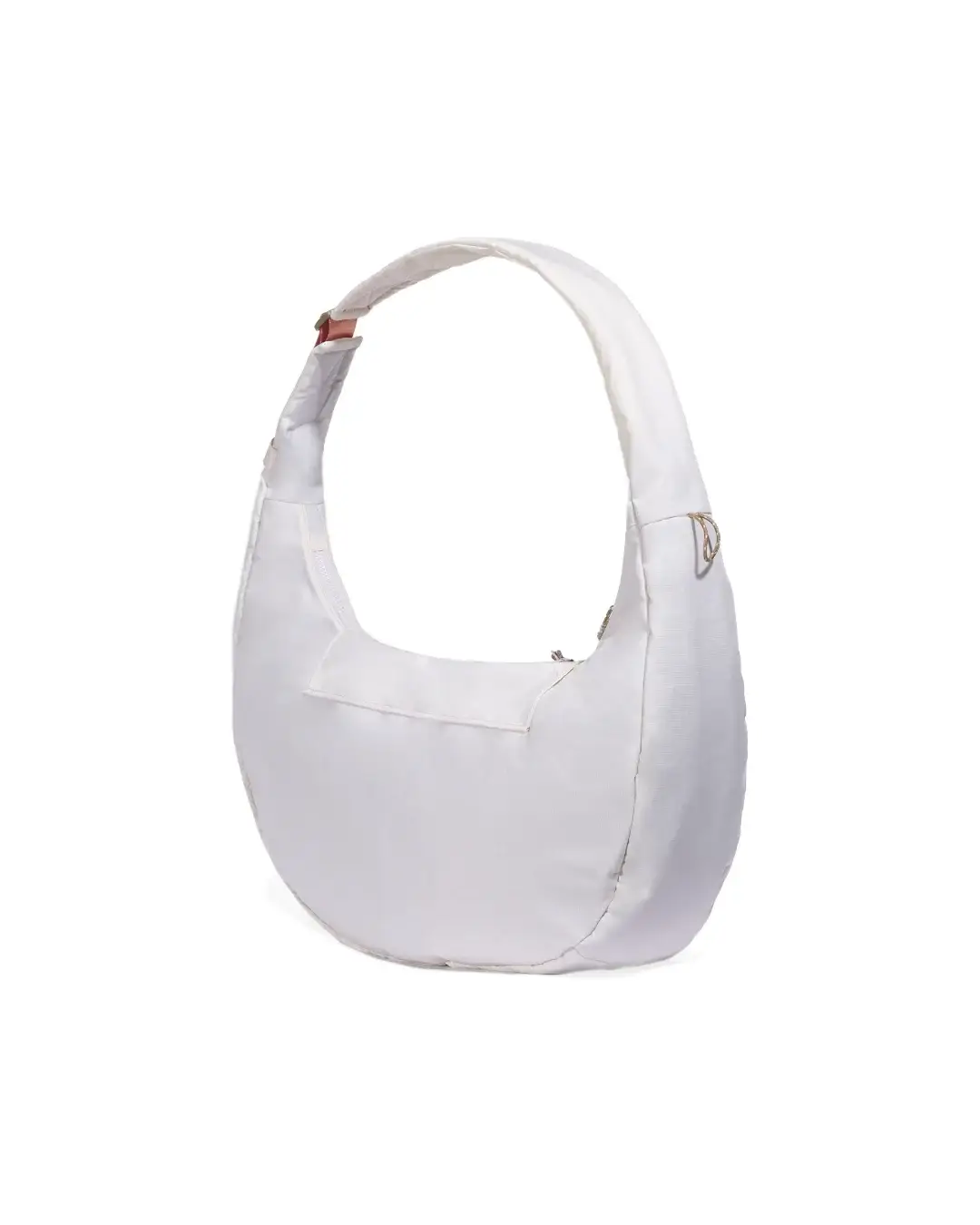 Rear angled view of SYMA Fable Sling Bag Light Cream highlighting smooth back panel. Minimalist everyday sling bag